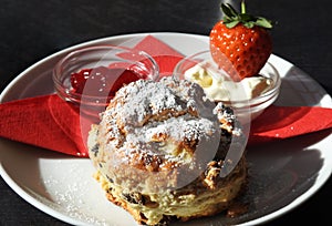 Afternoon cream tea / english scone, jam, clotted cream