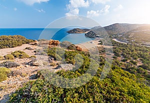 Afternoon foto of aerial view on Vai palm beach in Crete island