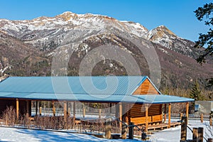 Afternoon landscape in Denali National Park and Preserve and train station