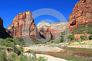 Virgin River and Angels Landing, Zion National Park, Utah