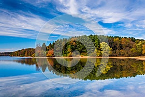 Afternoon reflections at Lake Marburg, at Codorus State Park, Pe