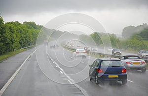 Afternoon shower on a highway