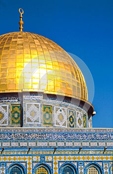 The afternoon sun shines on the golden Dome of the al Aqsa Mosque in Jerusalem