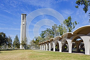 Afternoon sunny view of the Bell Tower of UC Riverside