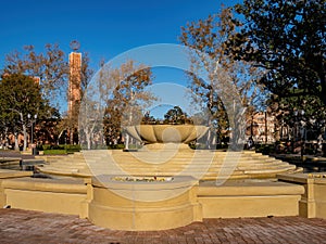 Afternoon sunny view of the Patsy and Forrest Shumway Fountain