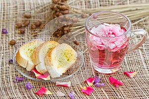 Afternoon tea breake, rose tea