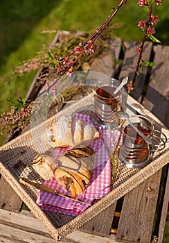 Afternoon tea and croissants