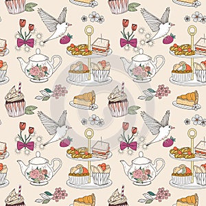 Afternoon tea seamless pattern