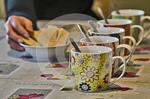 Afternoon tea with waffles in a homecare facililty