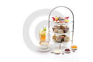 Afternoon tea on white background