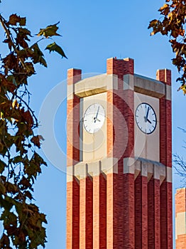 Afternoon view of the clock tower of Univeristy of Oklahoma photo