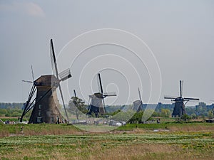 Afternoon view of the famous Kinderdijk winmill village photo