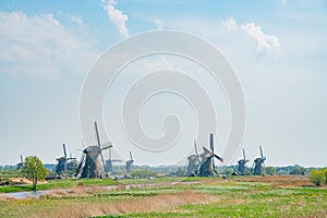 Afternoon view of the famous Kinderdijk winmill village photo