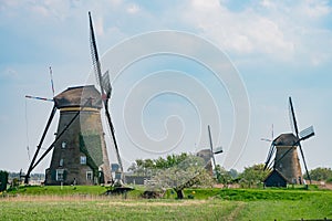 Afternoon view of the famous Kinderdijk winmill village photo