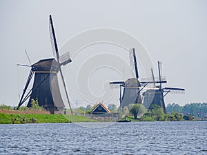 Afternoon view of the famous Kinderdijk winmill village photo