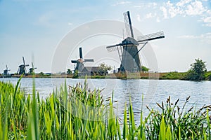 Afternoon view of the famous Kinderdijk winmill village photo