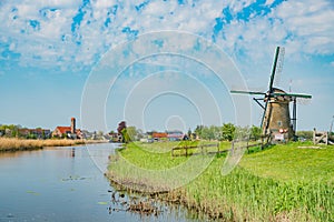 Afternoon view of the famous Kinderdijk winmill village photo