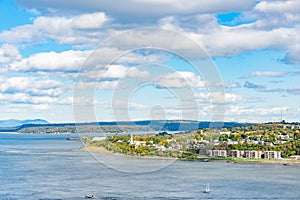 Afternoon view of the Levis city and St Lawrence River