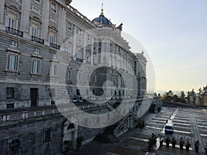 Afternoon view of the Royal Palace of Madrid, Spain