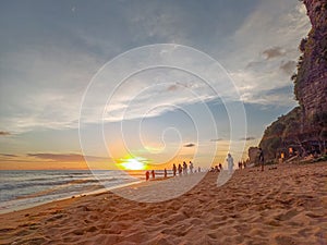 afternoon at Watunene beach, Gunung Kidul, Yogyakarta with a very beautiful sunset