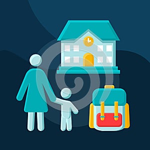 Afterschool babysitting flat concept vector icon