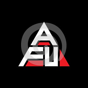 AFU triangle letter logo design with triangle shape. AFU triangle logo design monogram. AFU triangle vector logo template with red