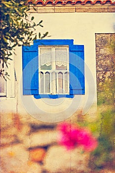 Afytos Greece - old house window - vintage style