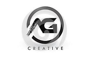 AG Brush Letter Logo Design. Creative Brushed Letters Icon Logo. photo