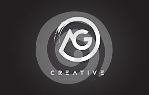 AG Circular Letter Logo with Circle Brush Design and Black Background.