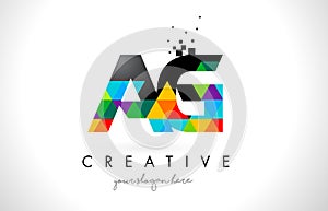 AG A G Letter Logo with Colorful Triangles Texture Design Vector