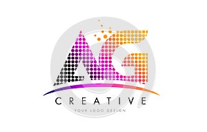 AG A G Letter Logo Design with Magenta Dots and Swoosh