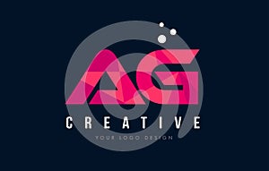 AG A G Letter Logo with Purple Low Poly Pink Triangles Concept