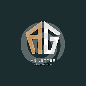 AG Letter Logo Design with Sans Serif Font Vector Illustration. - Vector