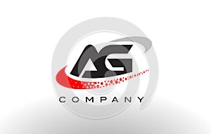 AG Modern Letter Logo Design with Red Dotted Swoosh