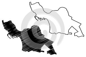 Agadir City Kingdom of Morocco, Souss-Massa Region map vector illustration, scribble sketch City of Agadir map