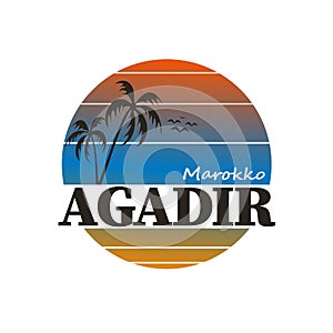 Agadir MAROKKO palm tree dune logo on a white background