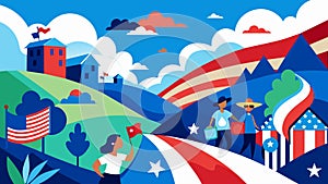 Against a backdrop of blue skies and rolling hills residents meticulously painted a mural that celebrated the nations photo