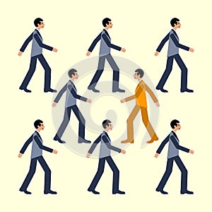 Against the flow, the man is going against common flow