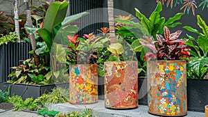 Against a stunning backdrop of colorful leaves and plants these ecoconscious podiums stand proud. Made from upcycled photo