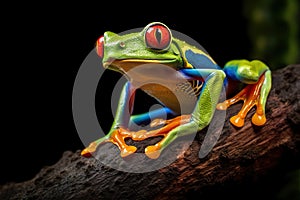 Agalychnis Callidryas, on a Leaf with Black Background