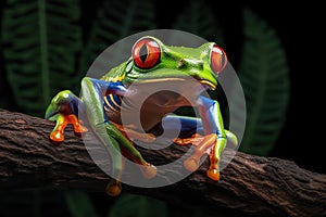 Agalychnis Callidryas, on a Leaf with Black Background