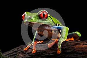 Agalychnis Callidryas, on a Leaf with Black Background