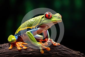 Agalychnis Callidryas, on a Leaf with Black Background