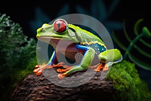 Agalychnis Callidryas, on a Leaf with Black Background