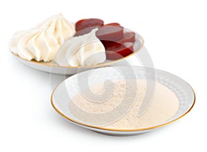 Agar-agar powder on a white plate