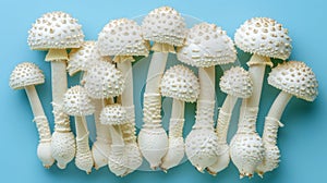 Agaricus bisporus mushroom displayed on a gentle and elegant pastel colored background