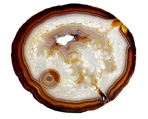 Agate with chalcedony geological crystal