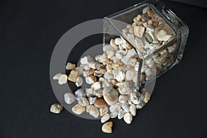 Agates in a glass container