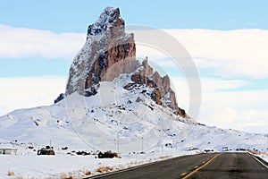 Agathla Peak or El Capitan after a snowfall, AZ