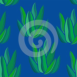 Agave plants. Succulent plants seamless pattern vector illustration